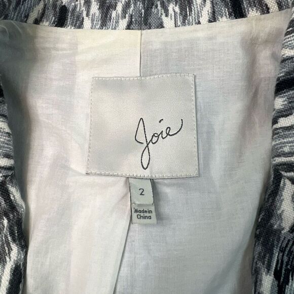 Joie Blazer Jacket Womens Size 2 Black Grey 100% Linen Capsule Corporate Career - Picture 2 of 7